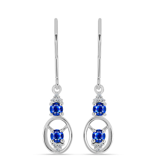 Brincos de Prata com Safira Azul Australiana e Topázio Branco
