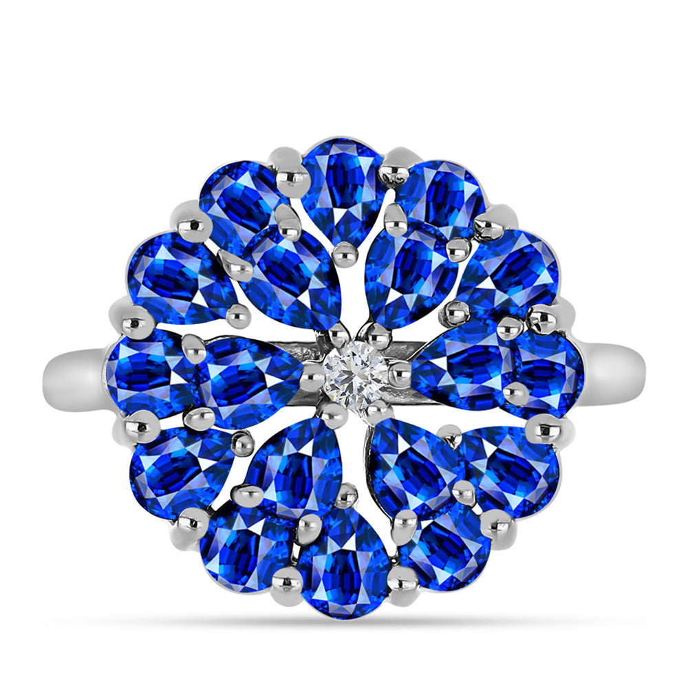 Anel de Prata com Safira Azul Australiana e Topázio Branco  Contraste: Cabeca de Veado (800) 1 