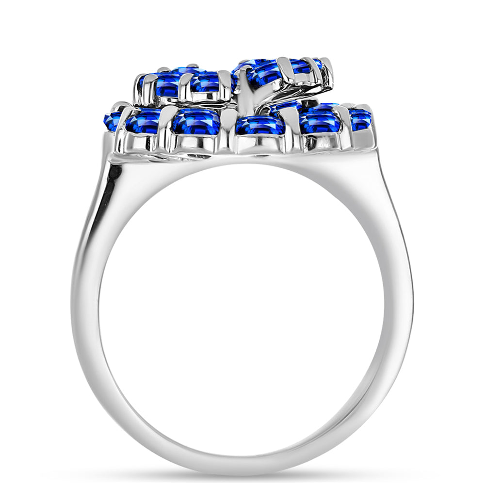 Anel de Prata com Safira Azul Australiana e Topázio Branco  Contraste: Cabeca de Veado (800) 2 