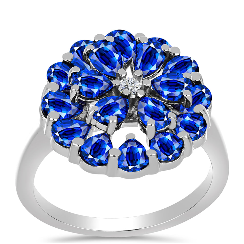 Anel de Prata com Safira Azul Australiana e Topázio Branco  Contraste: Cabeca de Veado (800)