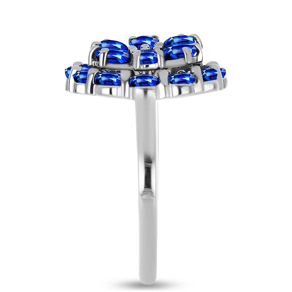 Anel de Prata com Safira Azul Australiana e Topázio Branco  Contraste: Cabeca de Veado (800) 4 