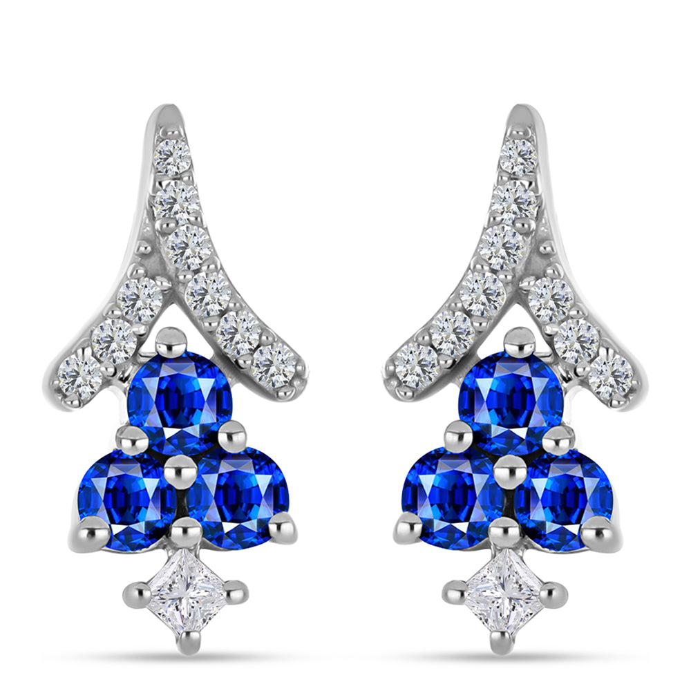 Brincos de Prata com Safira Azul Australiana e Topázio Branco 1 