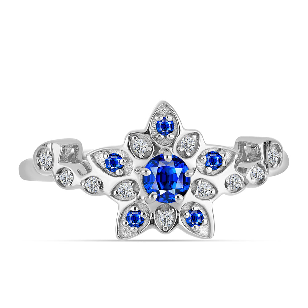 Anel de Prata com Safira Azul Australiana e Topázio Branco 1 