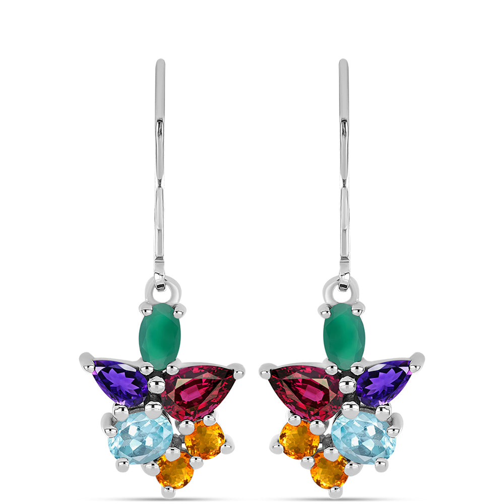 Brincos de Prata com Ametista de Marrocos e Ágata Verde 1 