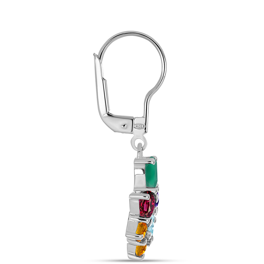 Brincos de Prata com Ametista de Marrocos e Ágata Verde 2 