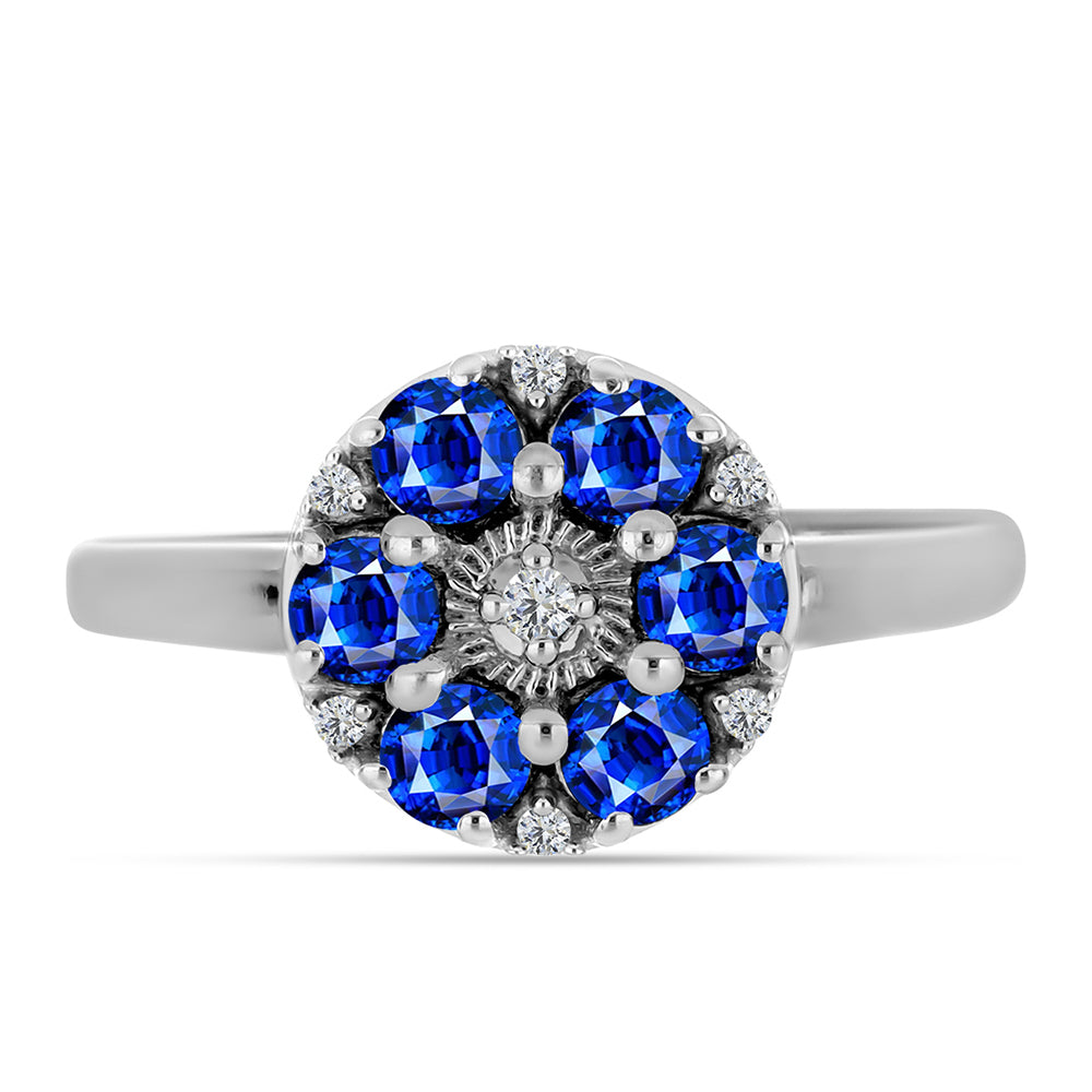 Anel de Prata com Safira Azul Australiana e Topázio Branco 1 