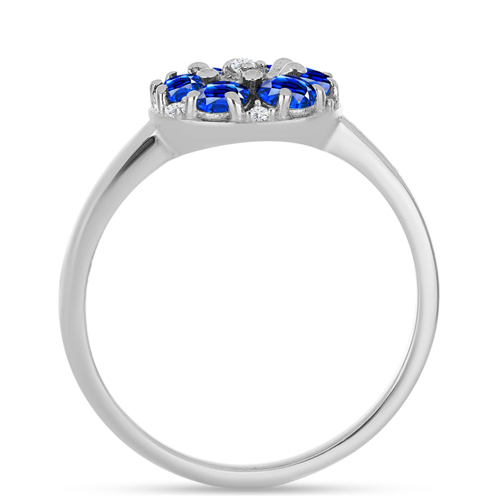 Anel de Prata com Safira Azul Australiana e Topázio Branco 2 
