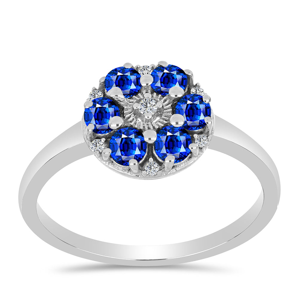 Anel de Prata com Safira Azul Australiana e Topázio Branco 3 