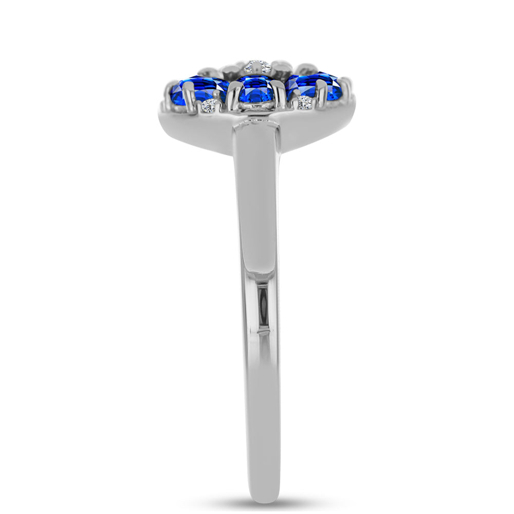 Anel de Prata com Safira Azul Australiana e Topázio Branco