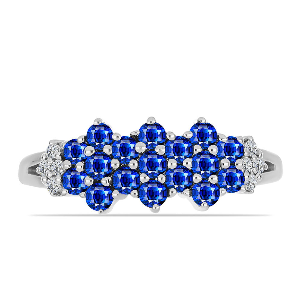 Anel de Prata com Safira Azul Australiana e Topázio Branco 1 