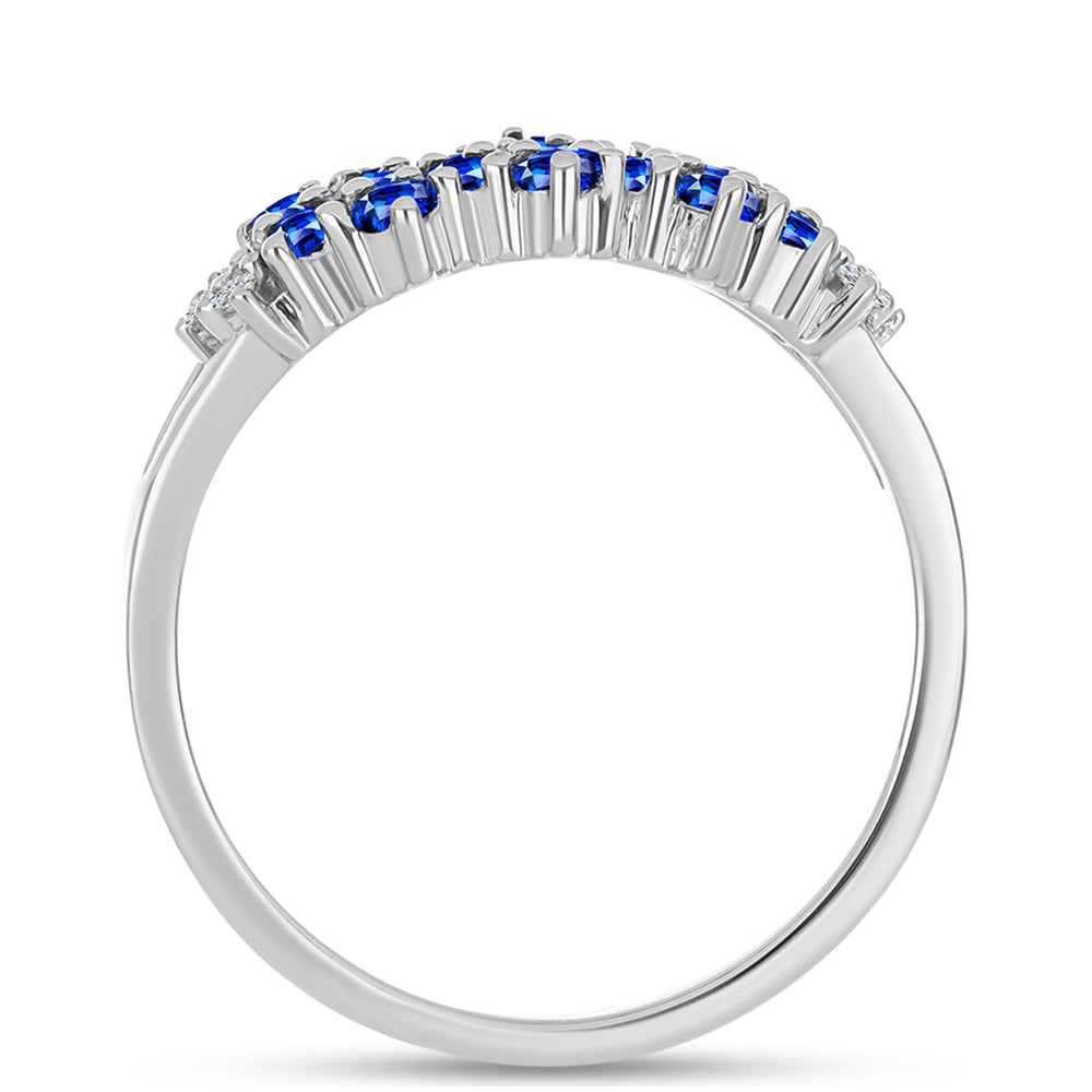 Anel de Prata com Safira Azul Australiana e Topázio Branco 2 