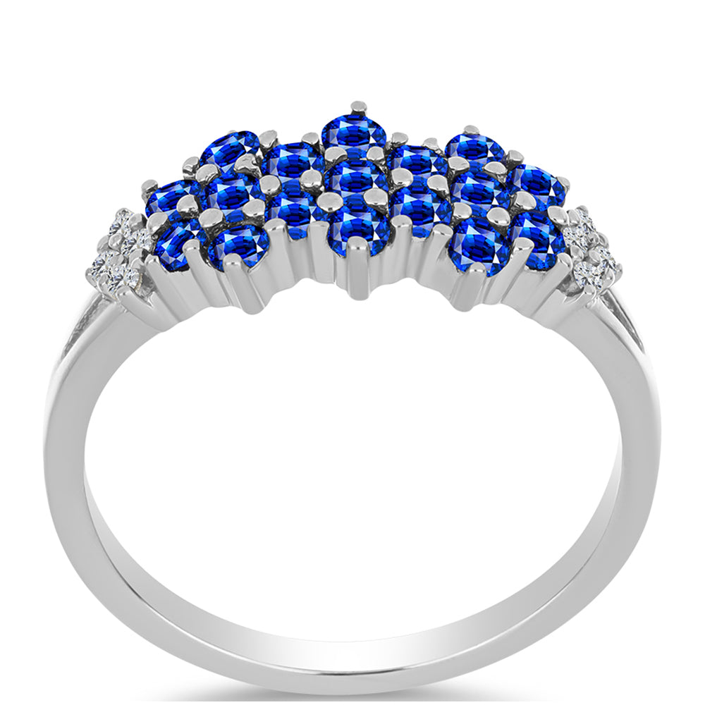 Anel de Prata com Safira Azul Australiana e Topázio Branco 3 