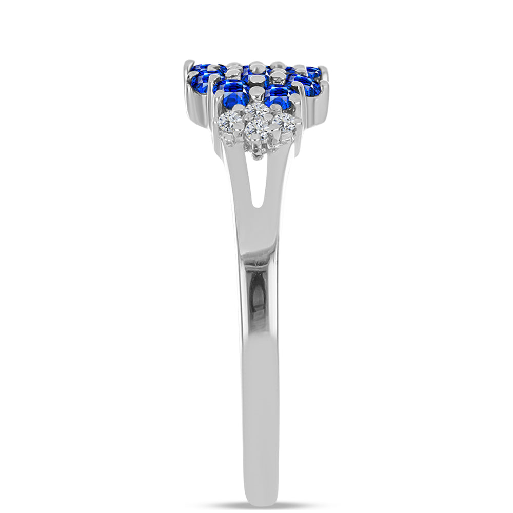 Anel de Prata com Safira Azul Australiana e Topázio Branco 4 
