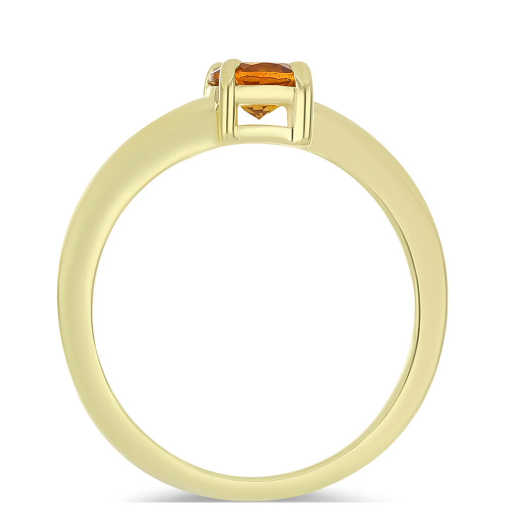Anel de Prata com Banho de Ouro com Citrino Madeira