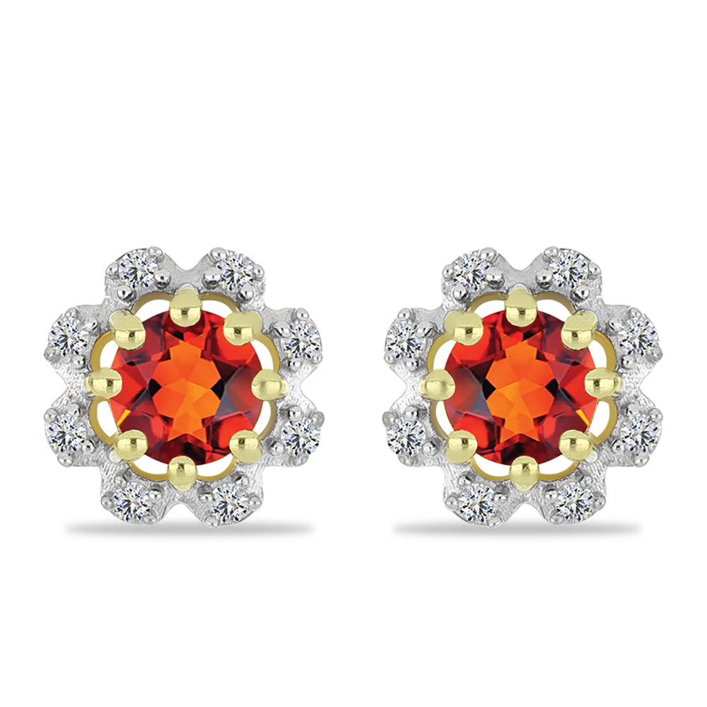 Brincos de Prata com Banho de Ouro com Citrino Madeira e Topázio Branco 1 