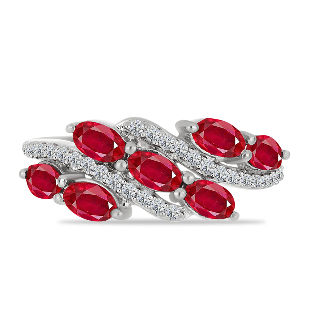 Anel de Prata com Ágata Vermelha e Topázio Branco