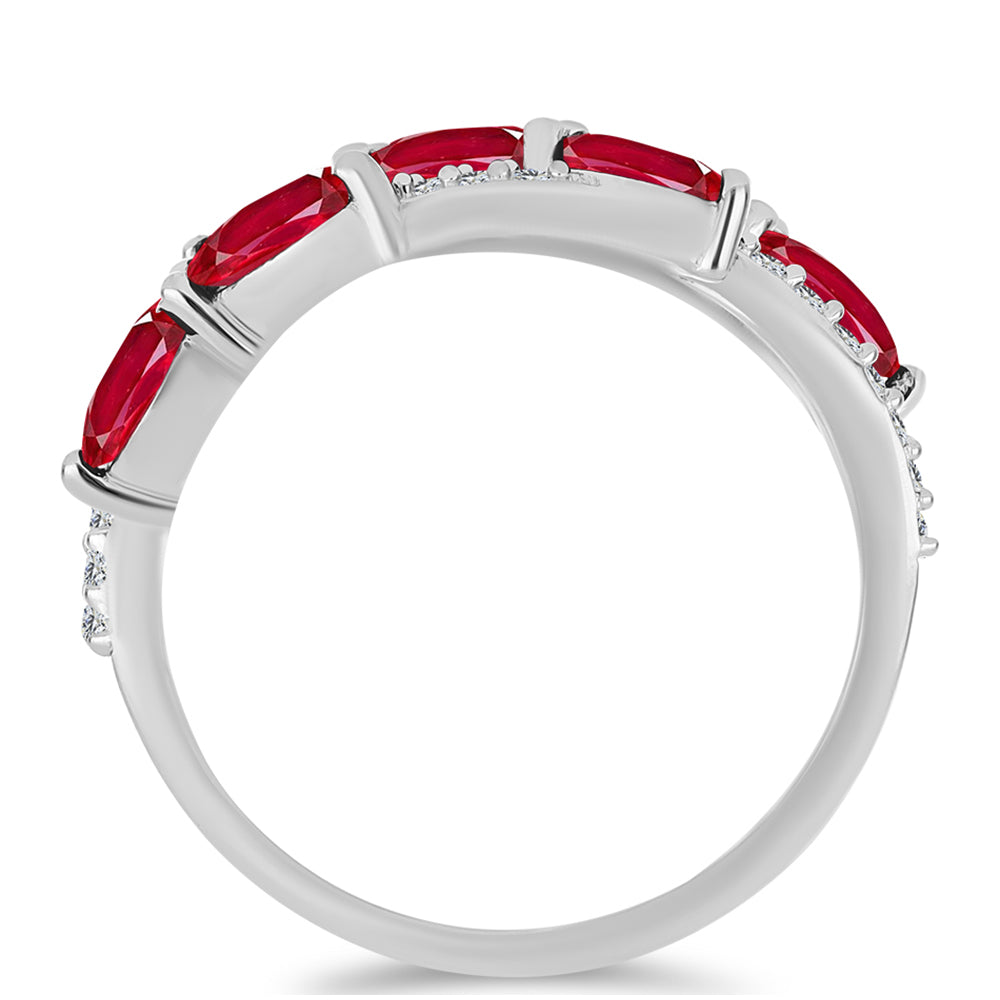 Anel de Prata com Ágata Vermelha e Topázio Branco 2 