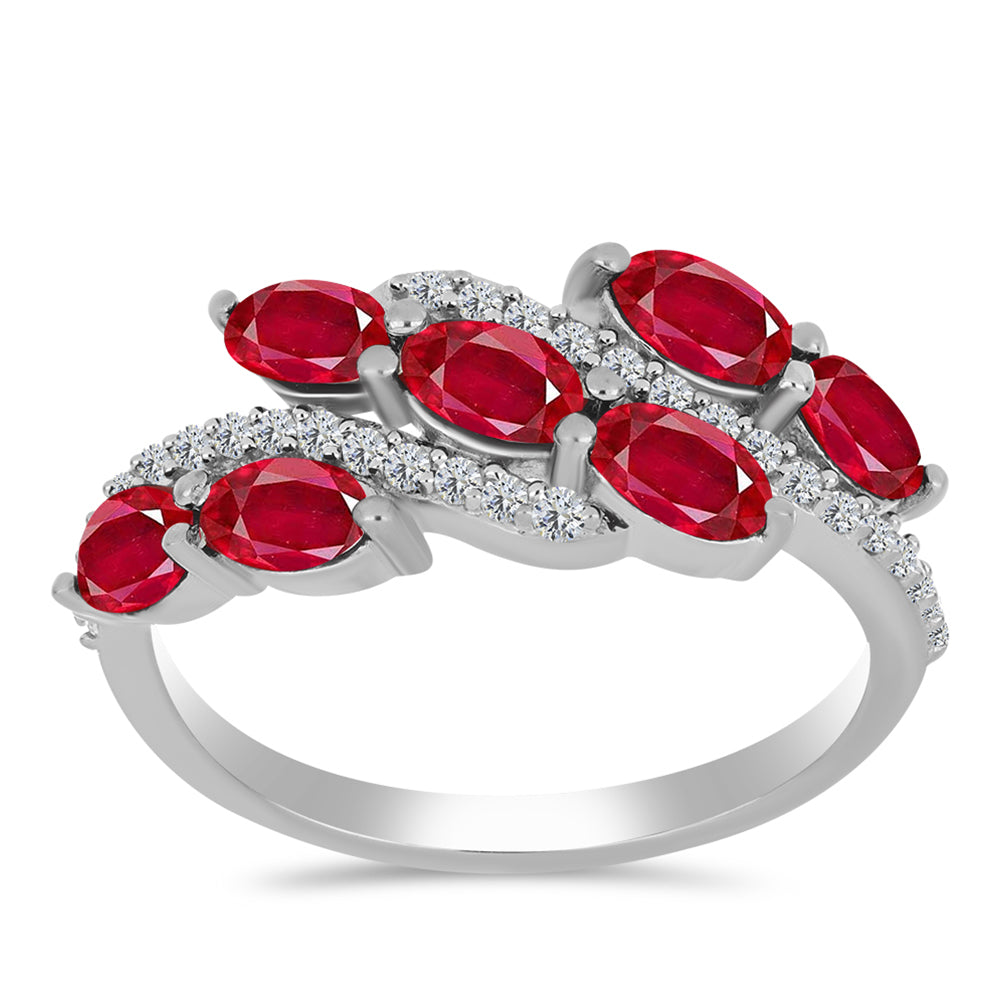 Anel de Prata com Ágata Vermelha e Topázio Branco 3 