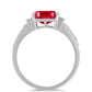 Anel de Prata com Ágata Vermelha e Zircão Branco