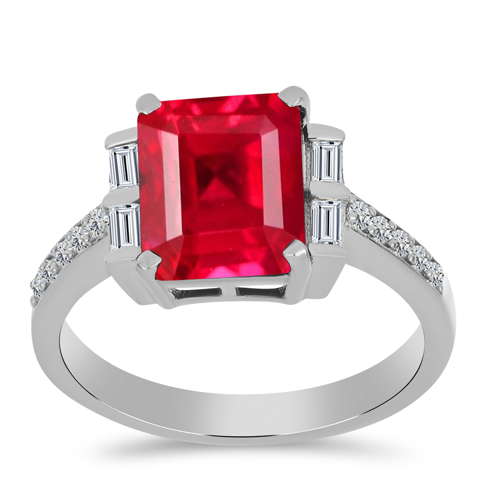 Anel de Prata com Ágata Vermelha e Zircão Branco 3 