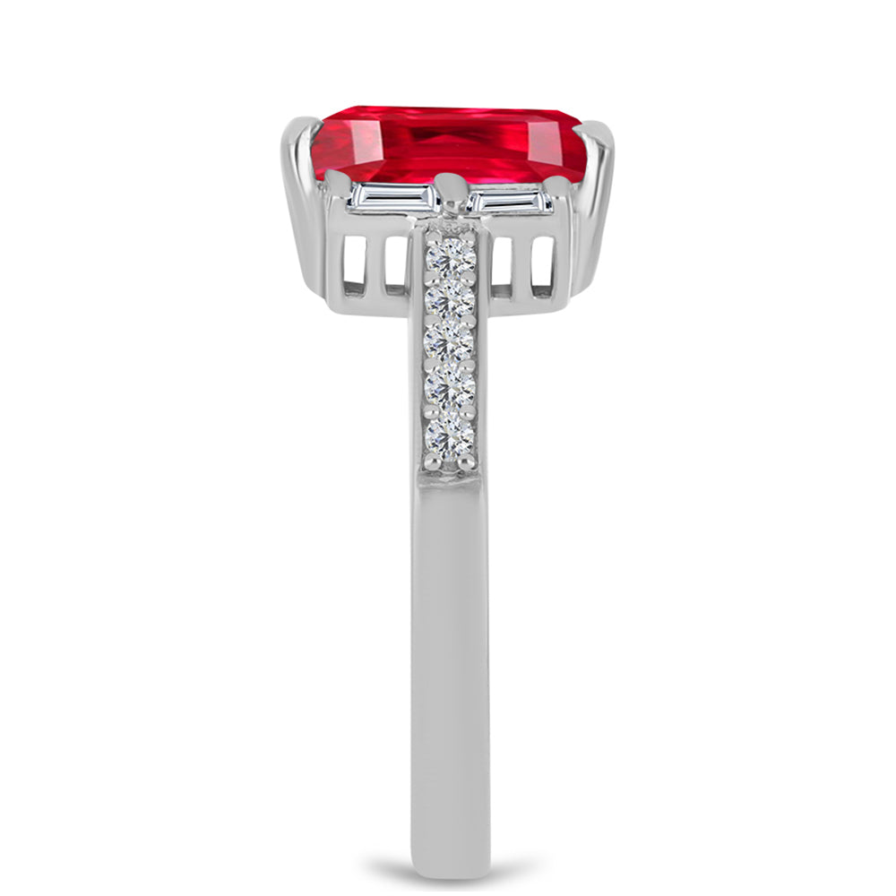 Anel de Prata com Ágata Vermelha e Zircão Branco