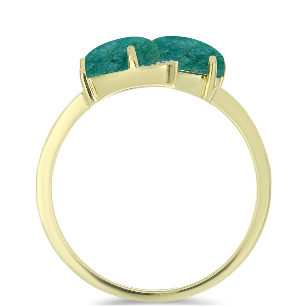 Anel de Prata com Banho de Ouro com Amazonita e Topázio Branco