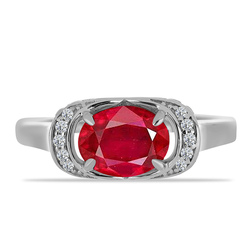 Anel de Prata com Ágata Vermelha e Topázio Branco 1 