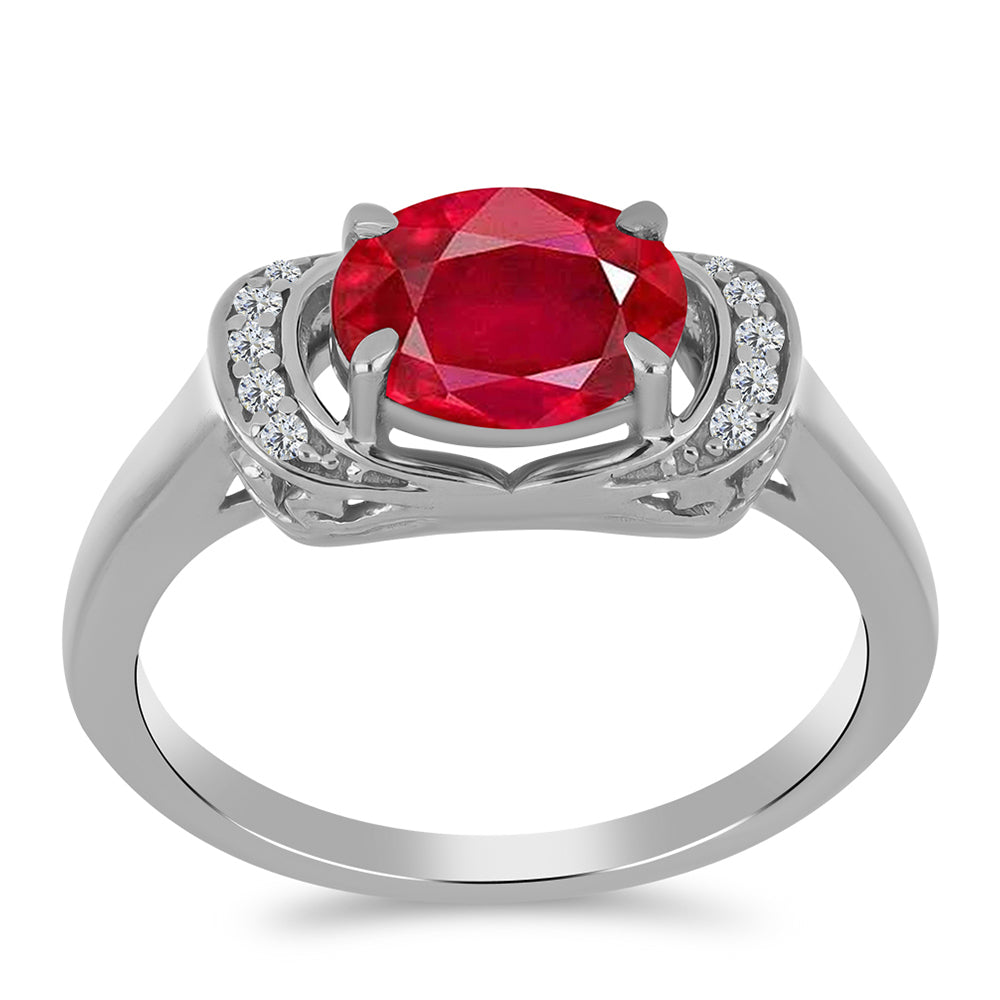 Anel de Prata com Ágata Vermelha e Topázio Branco