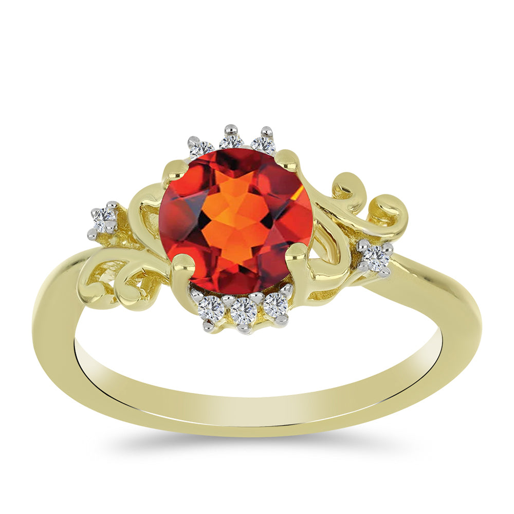 Anel de Prata com Banho de Ouro com Citrino Madeira e Topázio Branco 3 