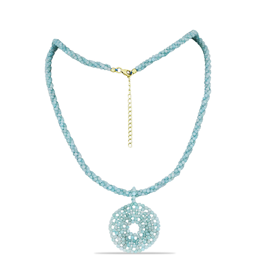 Colar de Prata com Banho de Ouro com Amazonita 1 