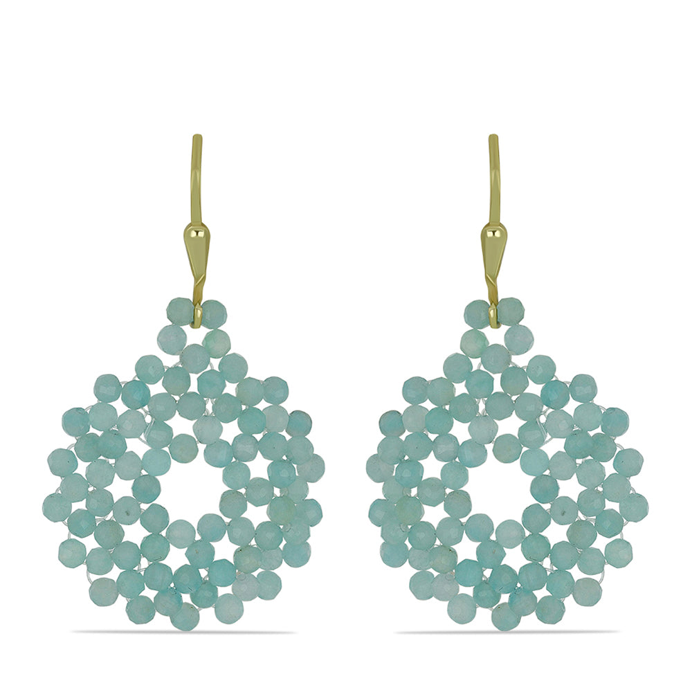 Brincos de Prata com Banho de Ouro com Amazonita 1 