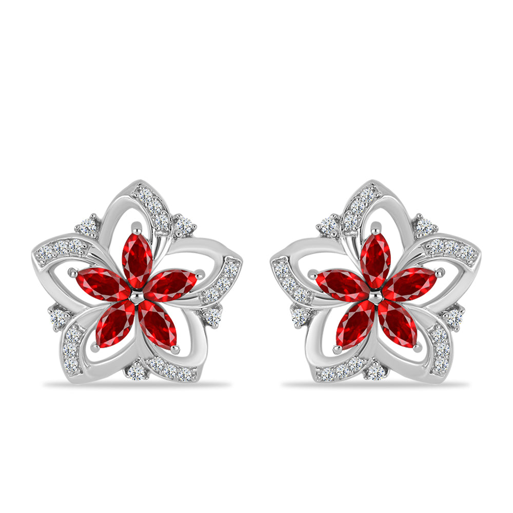 Brincos de Prata com Ágata Vermelha e Topázio Branco 1 