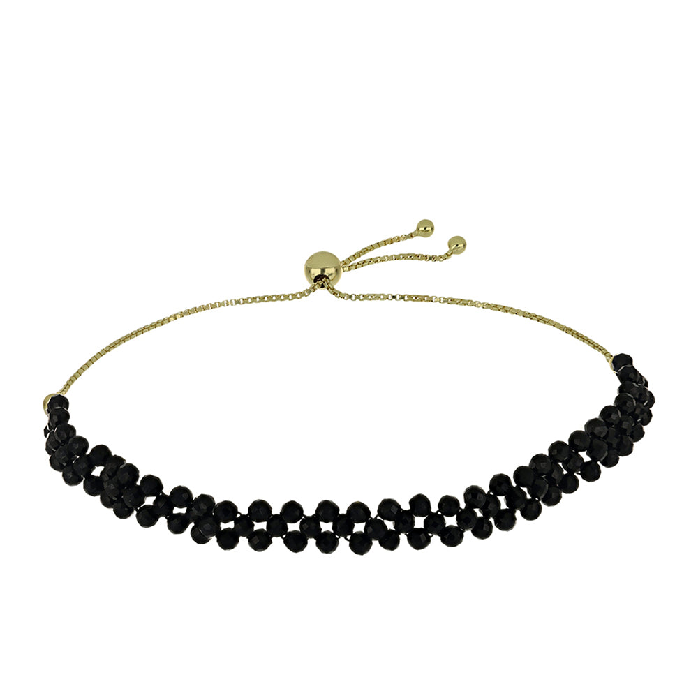Pulseira de Prata com Banho de Ouro com Espinela Preta 1 
