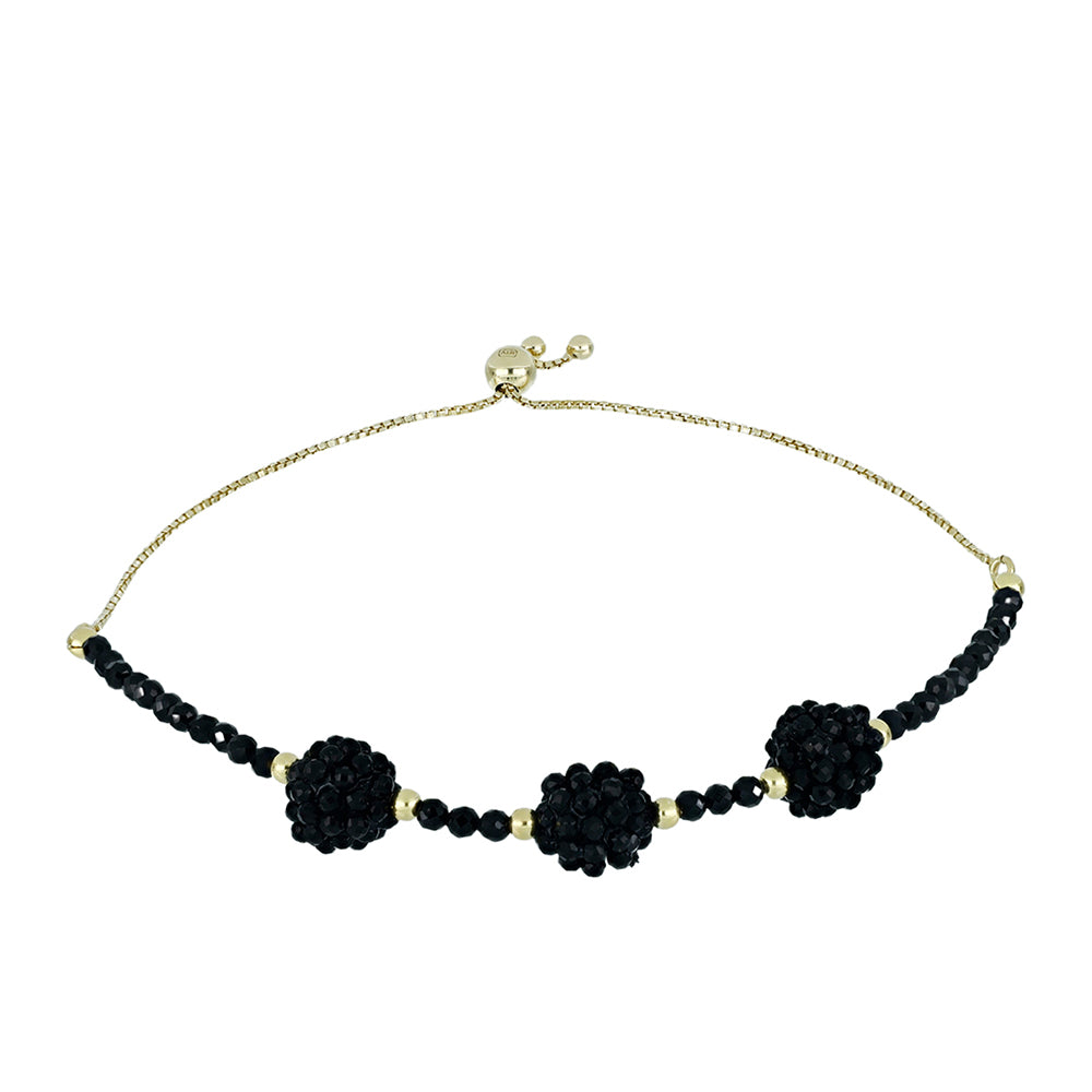 Pulseira de Prata com Banho de Ouro com Espinela Preta