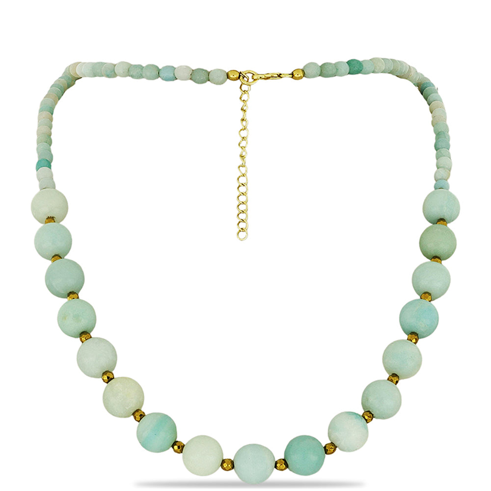 Colar de Prata com Banho de Ouro com Amazonita e Hematita de Cerro Bolívar 1 