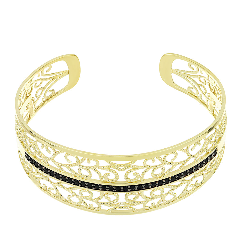 Pulseira de Prata com Banho de Ouro com Espinela Preta  Contraste: Cabeca de Veado (800) 1 