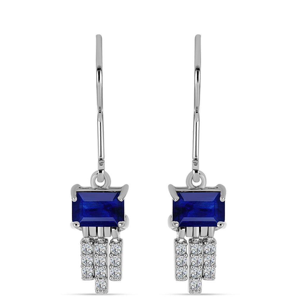 Brincos de Prata com Safira Azul Australiana e Topázio Branco 1 