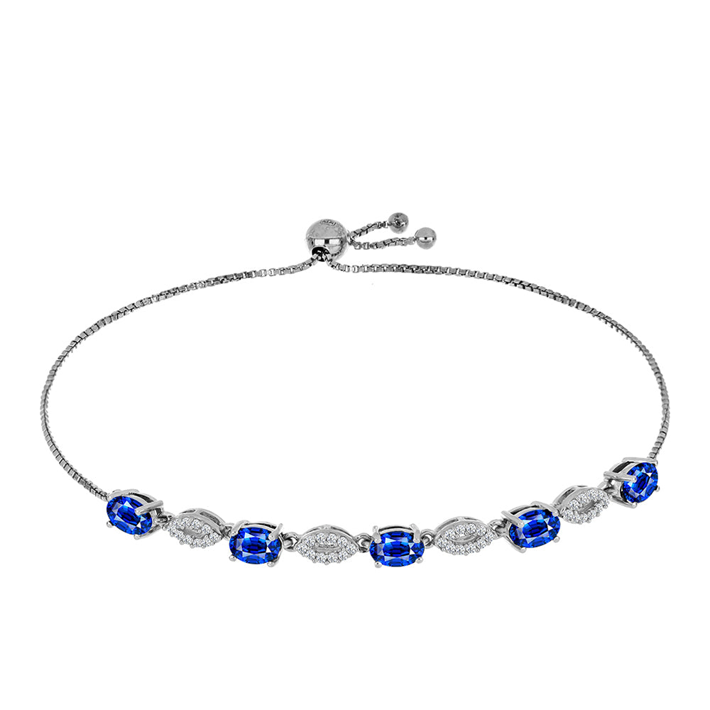 Pulseira de Prata com Safira Azul Australiana e Topázio Branco  Contraste: Cabeca de Veado (800) 1 