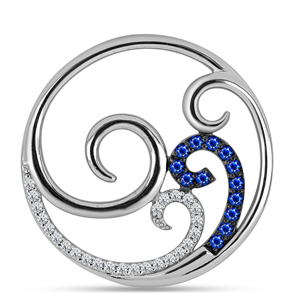 Pendente de Prata com Safira Azul Australiana e Topázio Branco  Contraste: Cabeca de Veado (800)