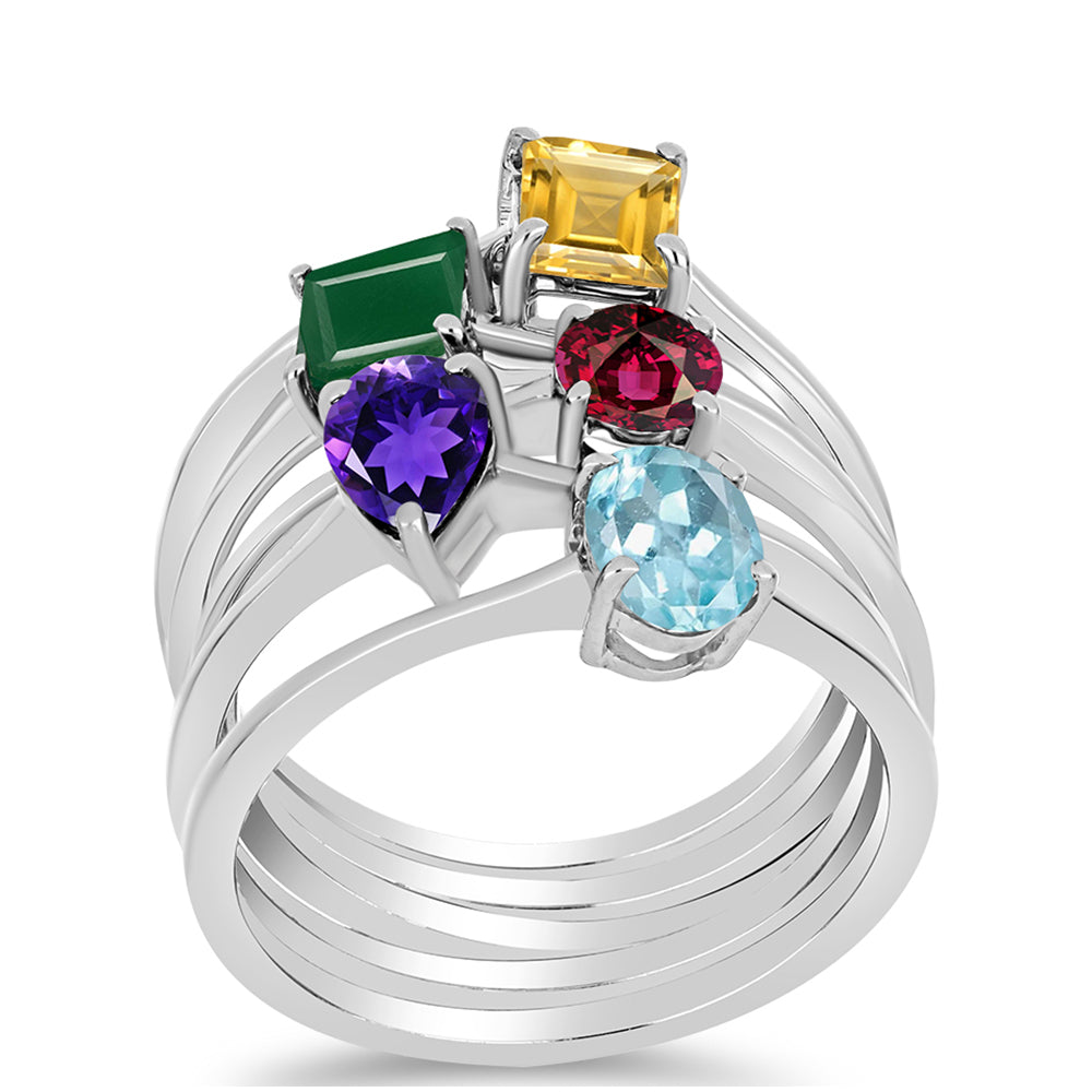 Conjunto de Prata com Ametista de Marrocos e Ágata Verde ( Anel )  Contraste: Cabeca de Veado (800) 3 