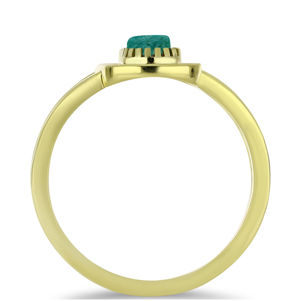 Anel de Prata com Banho de Ouro com Amazonita  Contraste: Cabeca de Veado (800) 2 