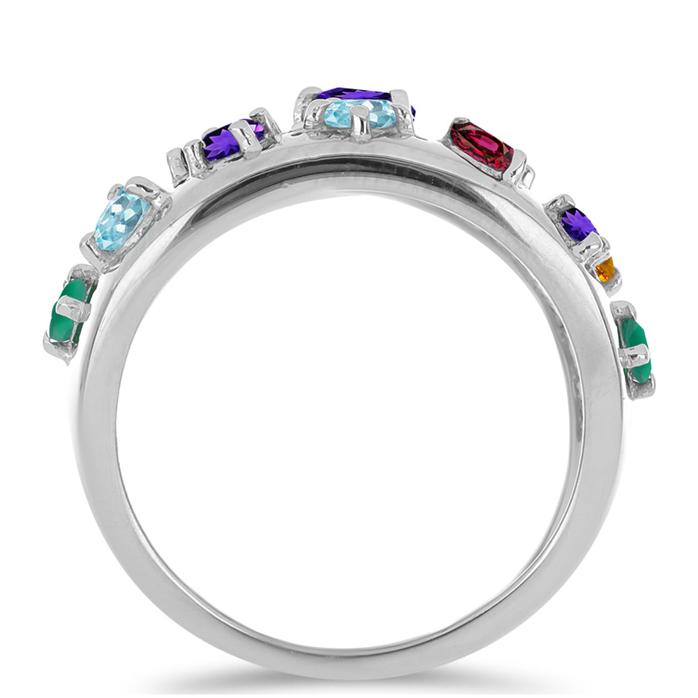 Anel de Prata com Ametista de Marrocos e Ágata Verde  Contraste: Cabeca de Veado (800) 2 