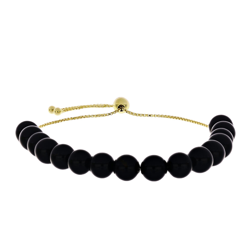 Pulseira de Prata com Banho de Ouro com Espinela Preta