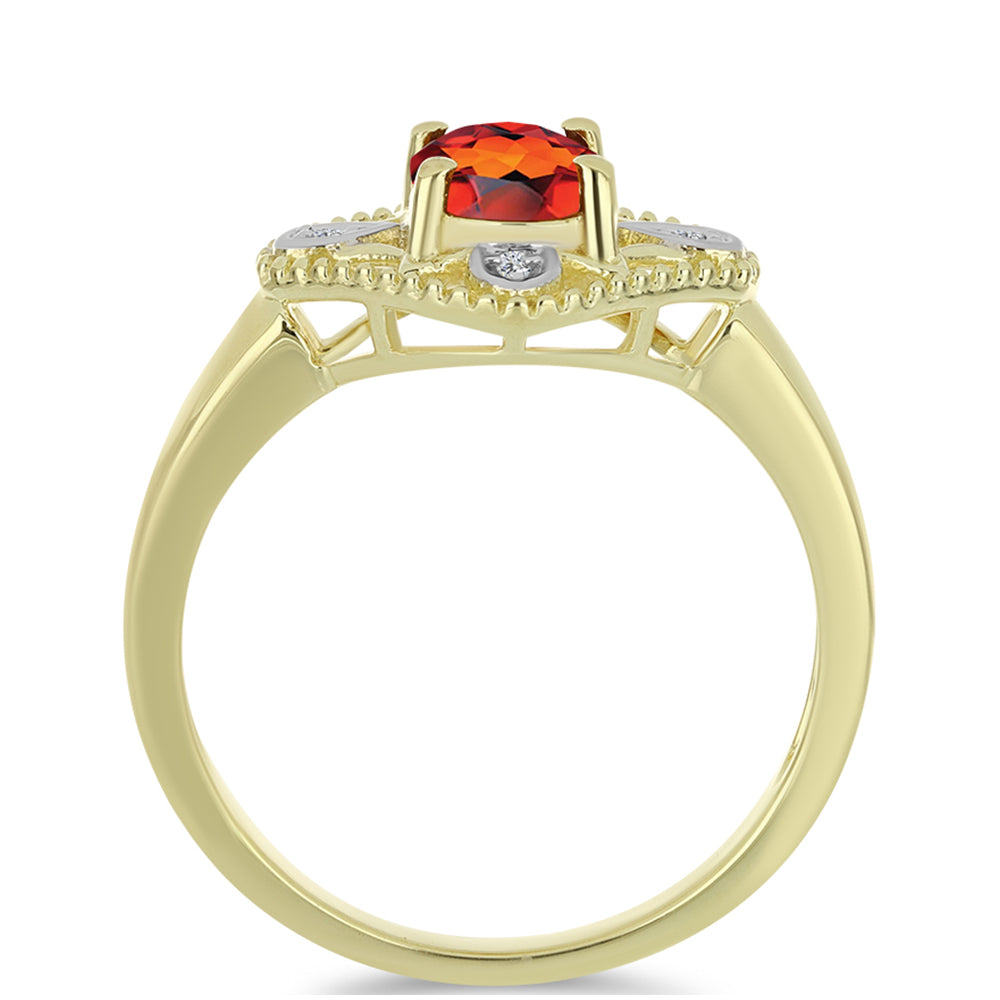 Anel de Prata com Banho de Ouro com Citrino Madeira e Topázio Branco  Contraste: Cabeca de Veado (800) 2 