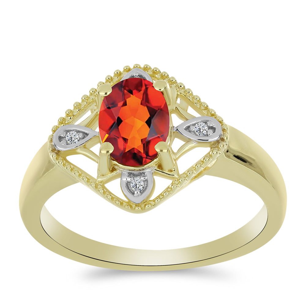 Anel de Prata com Banho de Ouro com Citrino Madeira e Topázio Branco  Contraste: Cabeca de Veado (800) 3 