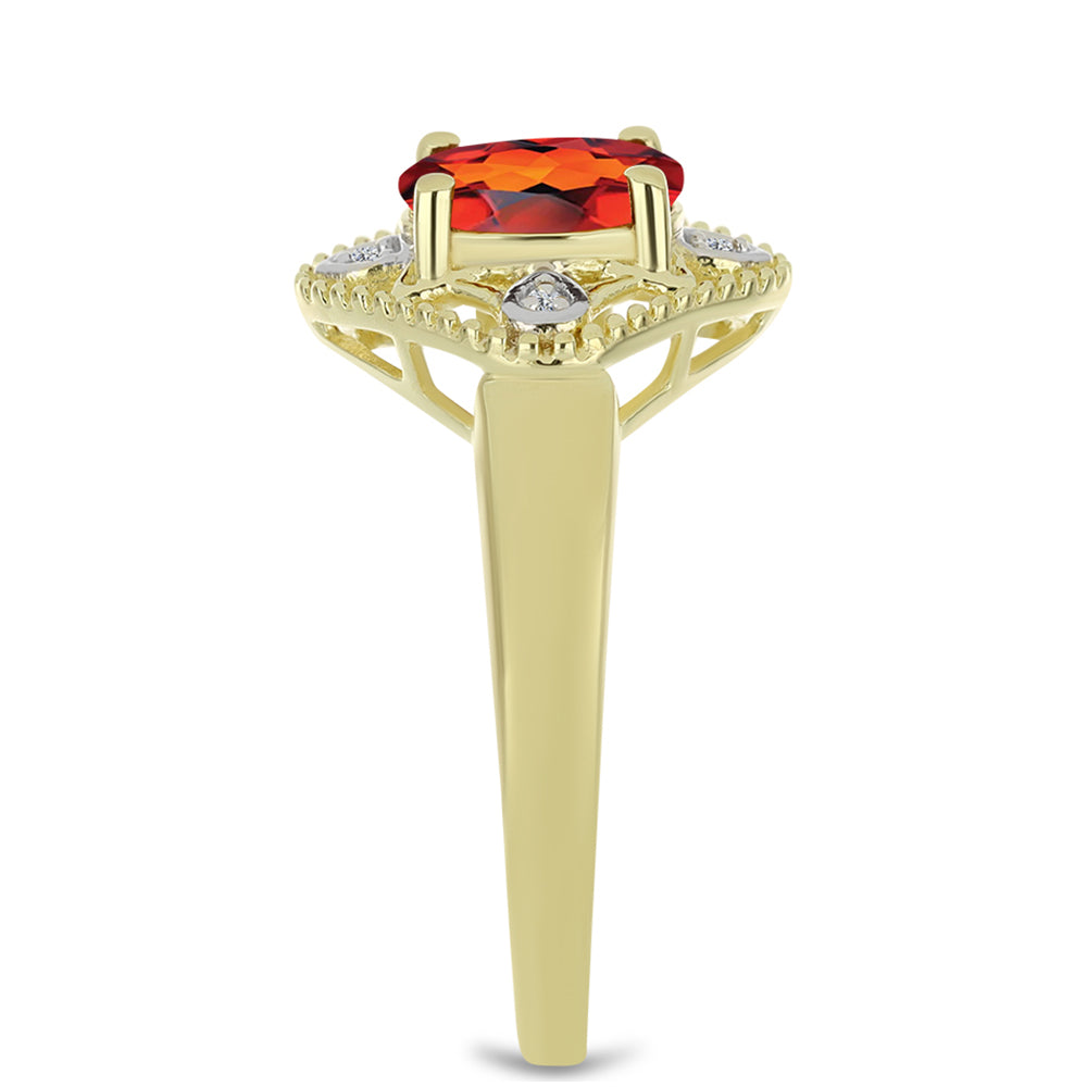 Anel de Prata com Banho de Ouro com Citrino Madeira e Topázio Branco  Contraste: Cabeca de Veado (800)