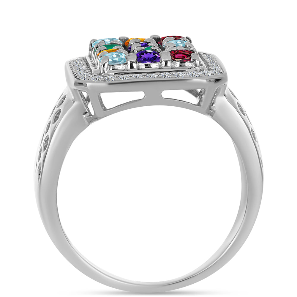 Anel de Prata com Ametista de Marrocos e Ágata Verde  Contraste: Cabeca de Veado (800) 2 