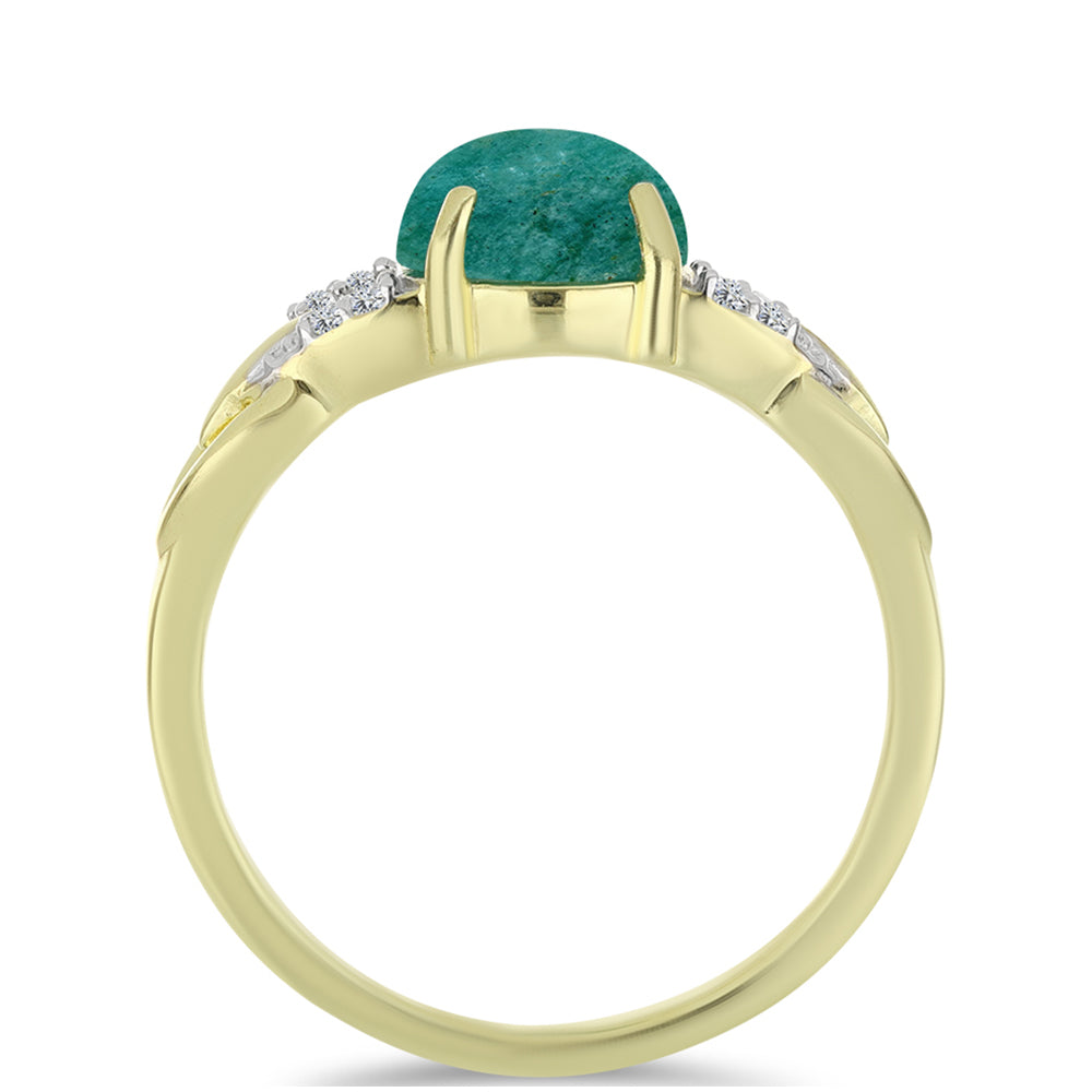 Anel de Prata com Banho de Ouro com Amazonita e Topázio Branco