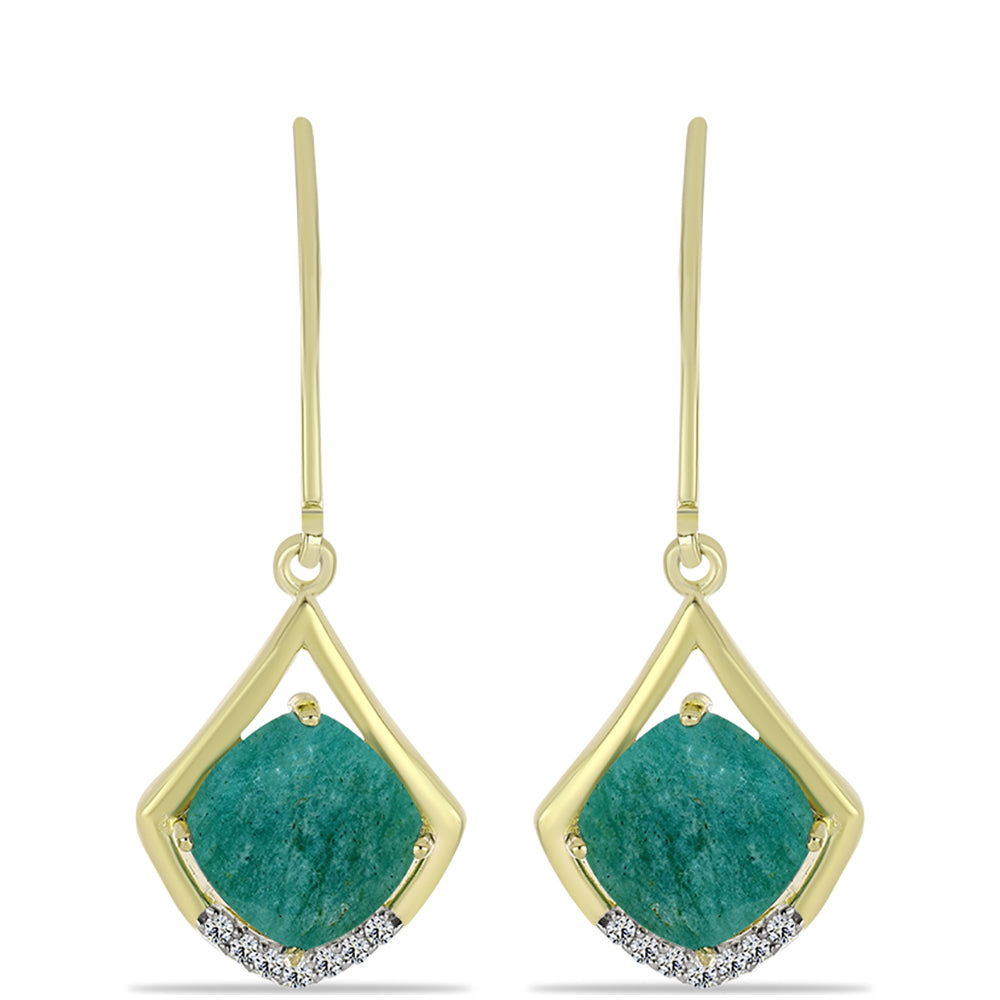 Brincos de Prata com Banho de Ouro com Amazonita e Topázio Branco