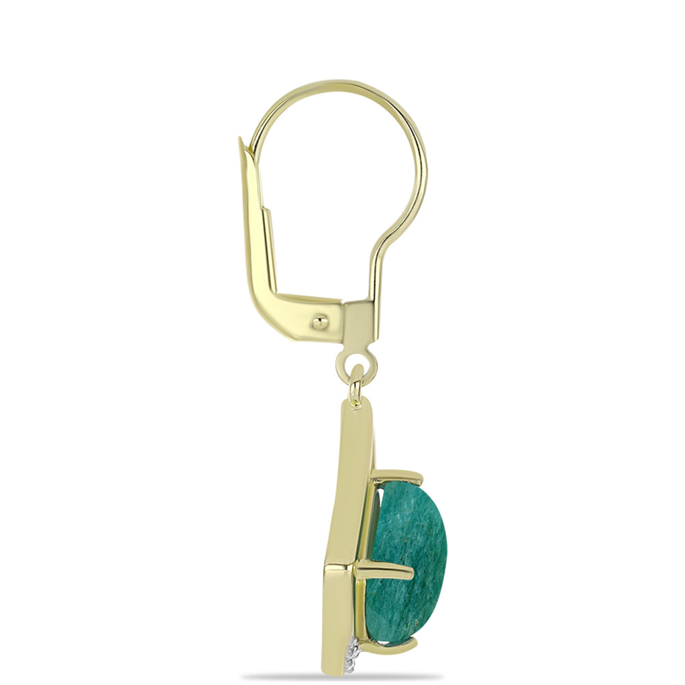 Brincos de Prata com Banho de Ouro com Amazonita e Topázio Branco 2 